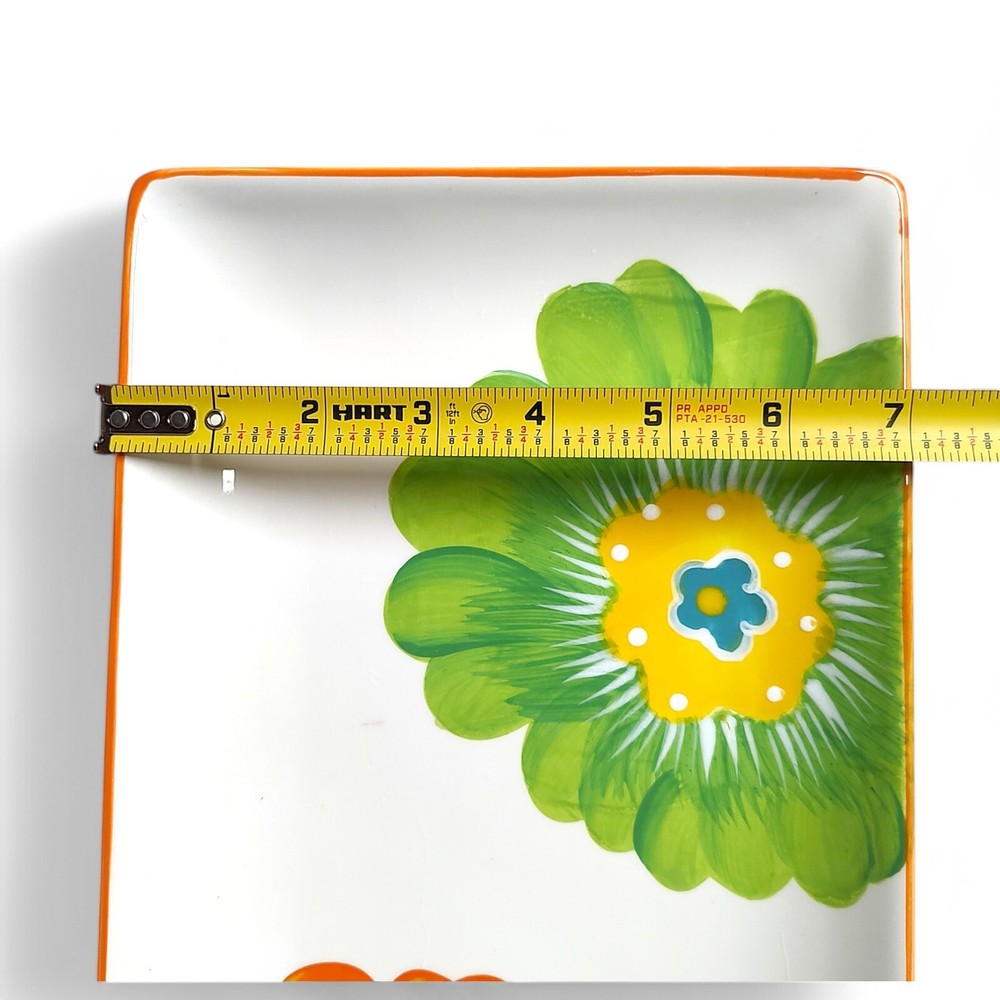Fresh Decor Ceramic Big Bright Floral Serving Platter Rectangular Flowers 18x7