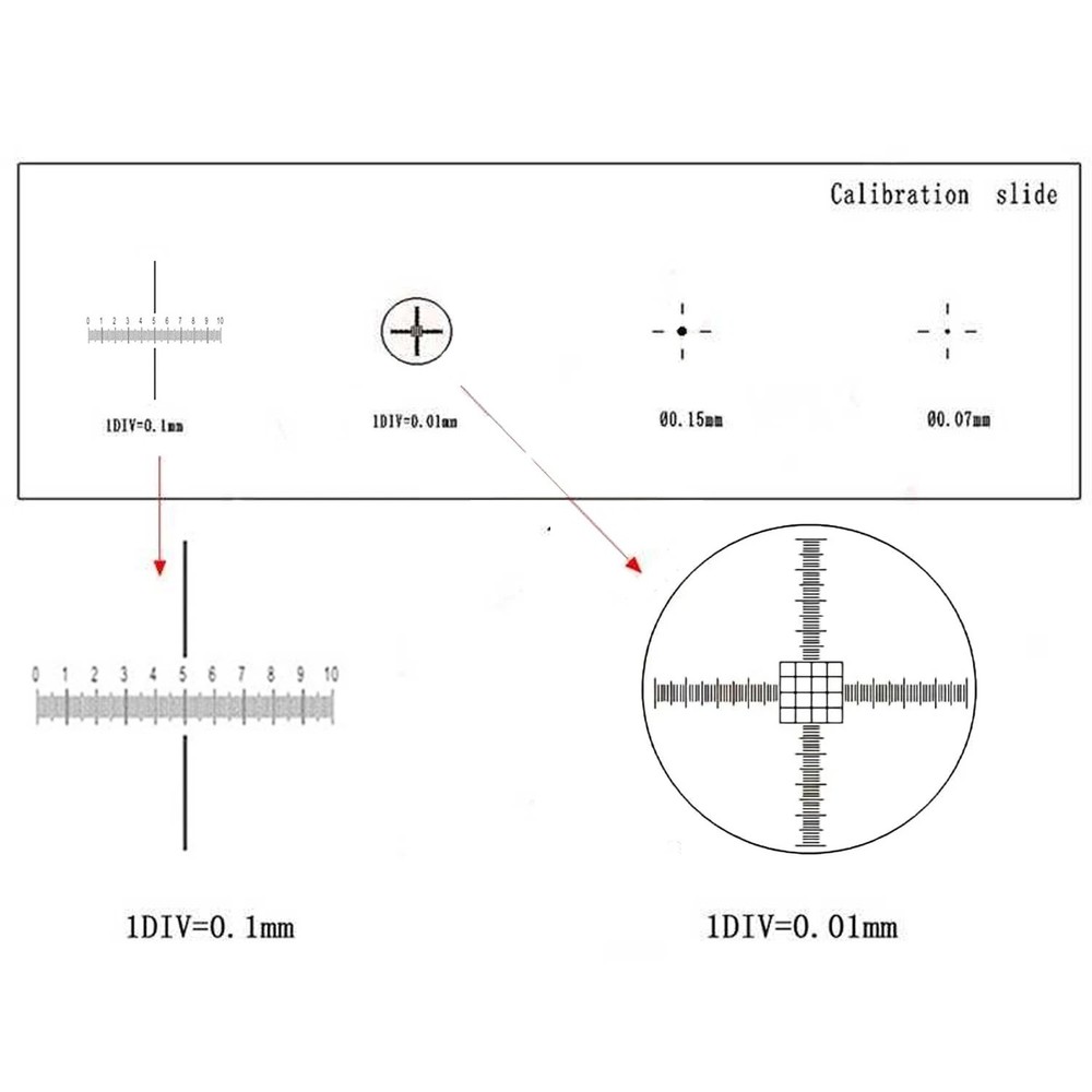 0.01mm Microscope Stage Calibration Micrometer Slide USB Camera with 4 Scales