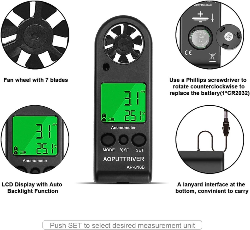 High Precision Handheld Anemometer - Accurate Wind Speed Meter for Outdoor Use