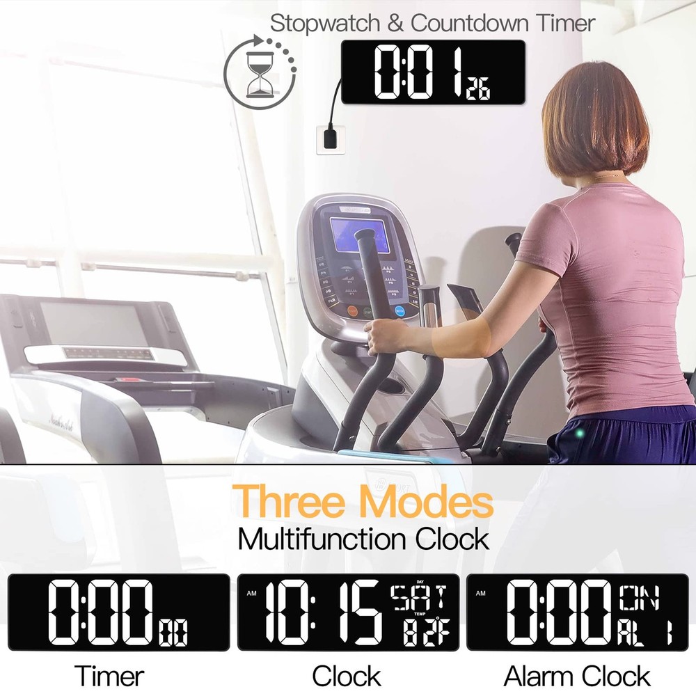 XREXS Large Digital Wall Clock with Remote Control, 17.2 Inch Large, White