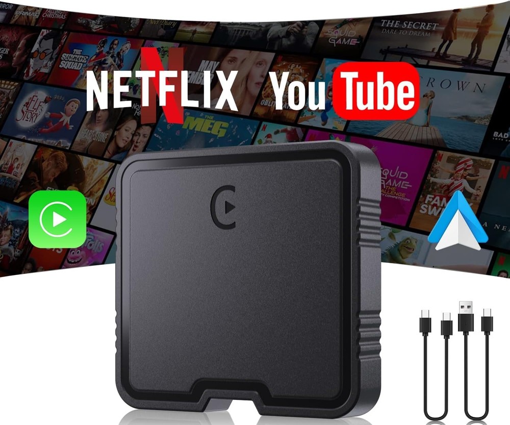 Wireless CarPlay & Android Auto Adapter - Netflix YouTube TF Card Support