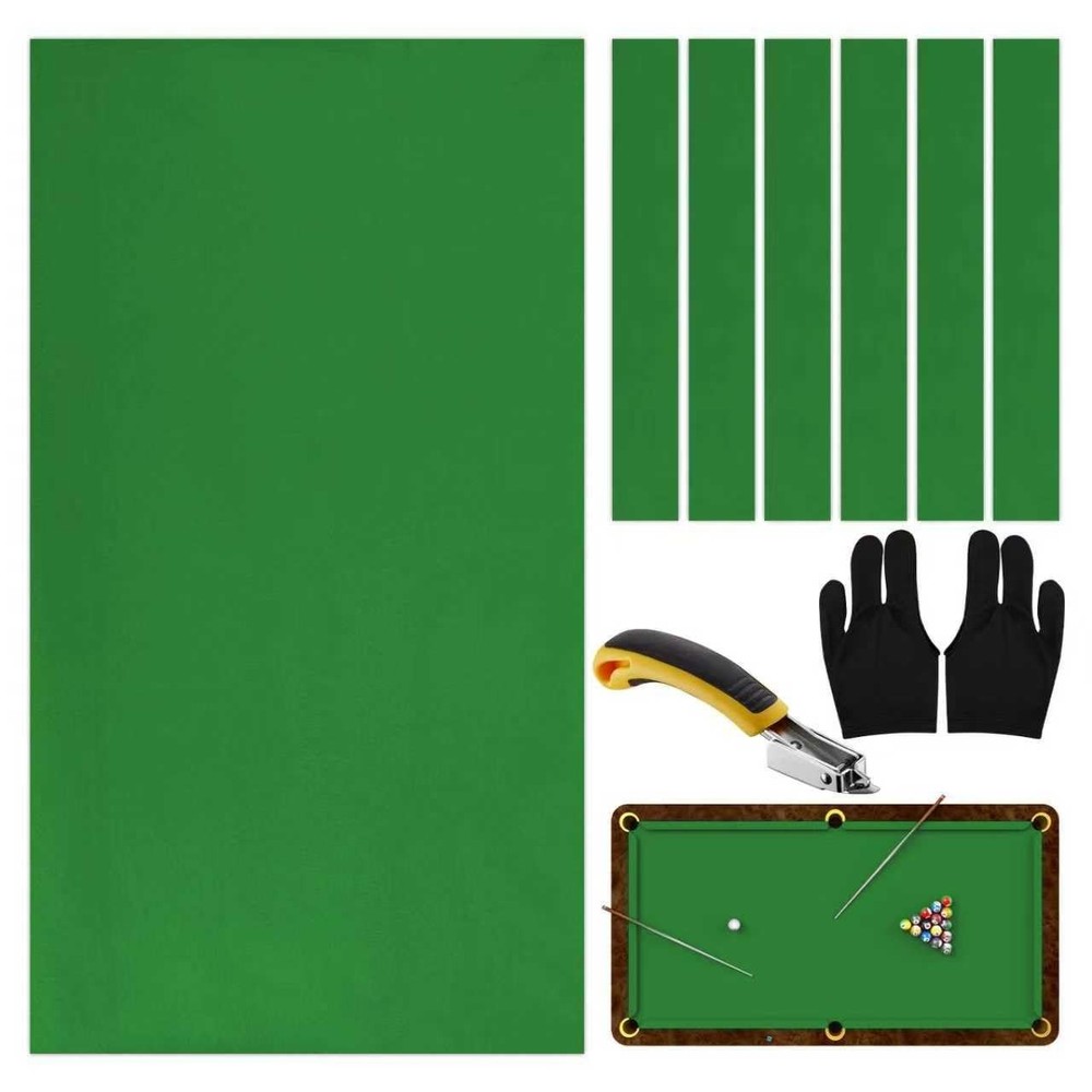8ft Pool Table Felt Replacement Kit - Pre-Cut Billiard Cloth, Gloves & Tools