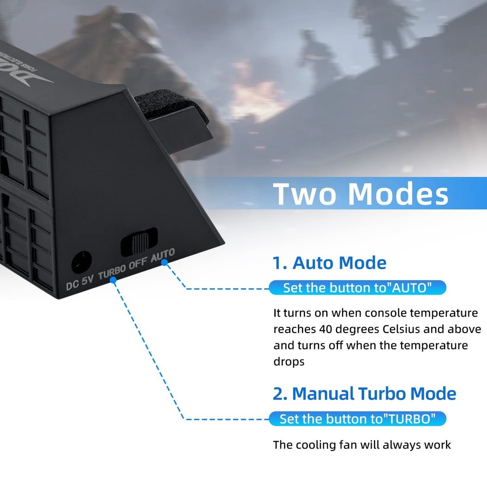 Intelligent 3-Fan Cooling System for PS4 Slim - Automatic Temperature Control