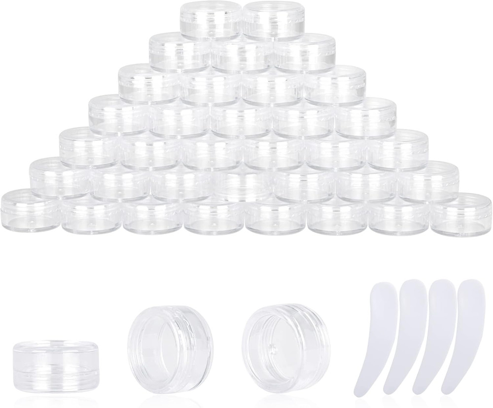 50PCS 3 Gram Sample Containers 3ml Empty Jars with Lids Small Cosmetic Clear