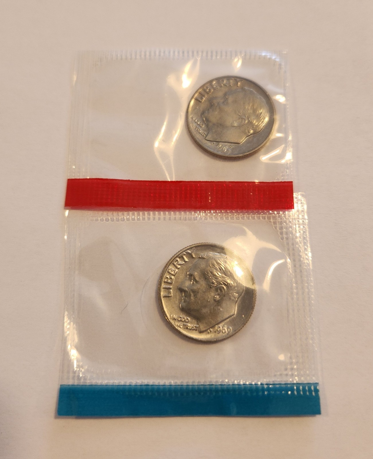 1969 P&D Roosevelt Dimes in Mint Cello