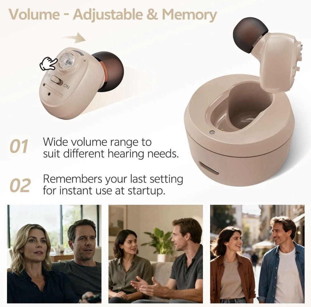 VHP-1607 Hearing Aid with Charging Base-Single (Beige)