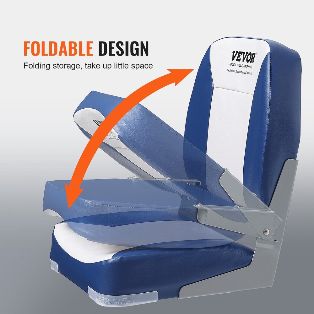 Robust 18.9in Boat Seat Low Back Fold-Down for Sightseeing Crafts