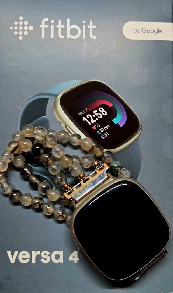 Fitbit Versa 4 Activity Tracker-Platinum Aluminum Multi-Band and Charger Bundle