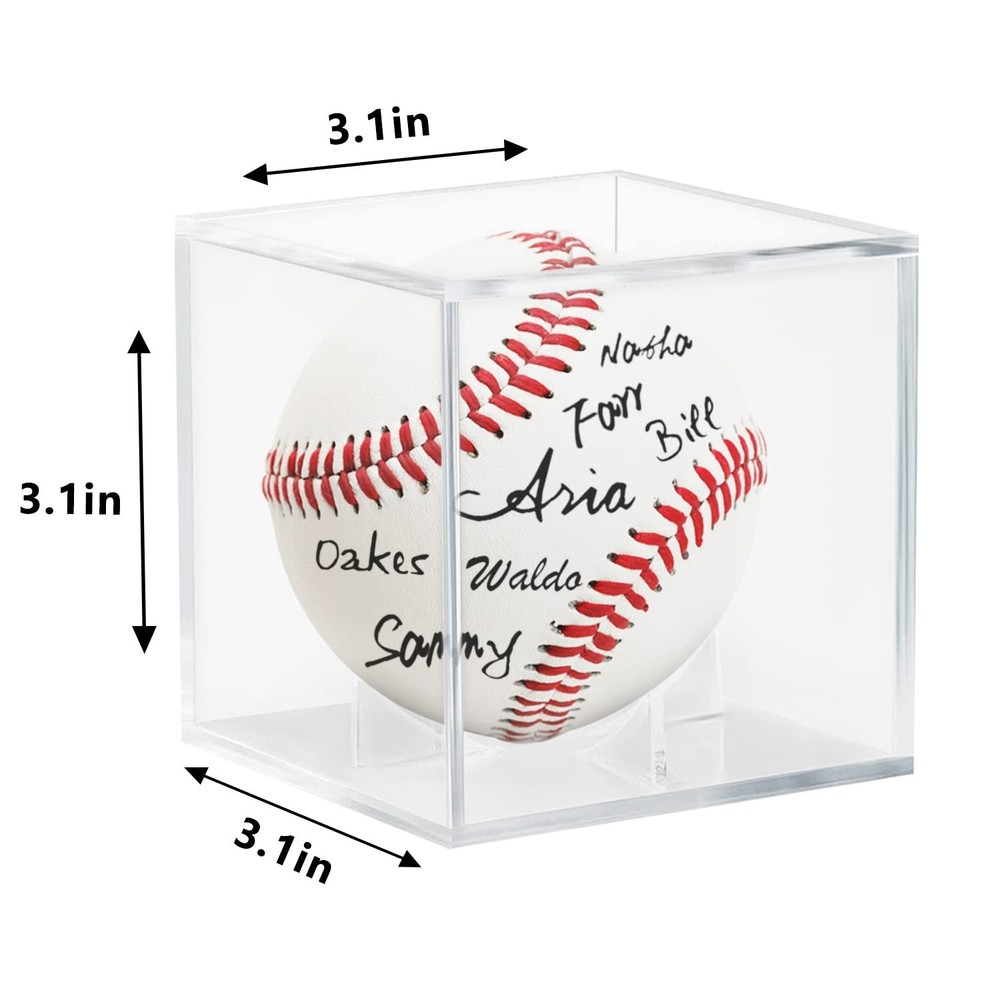 4 Pack Acrylic Baseball Display Case - UV Protected Baseball Holder for Display,