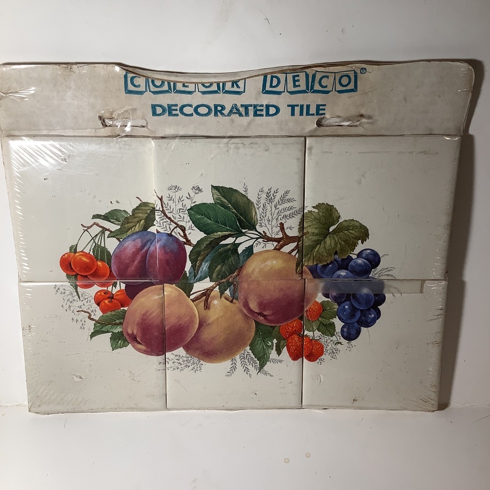 Vintage Ceramic Fruit Tiles Trivet Assorted Fruit