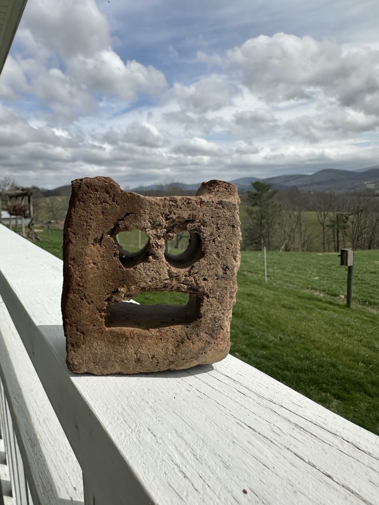 Vintage Clay Brick Half With Face Brickman Block Head