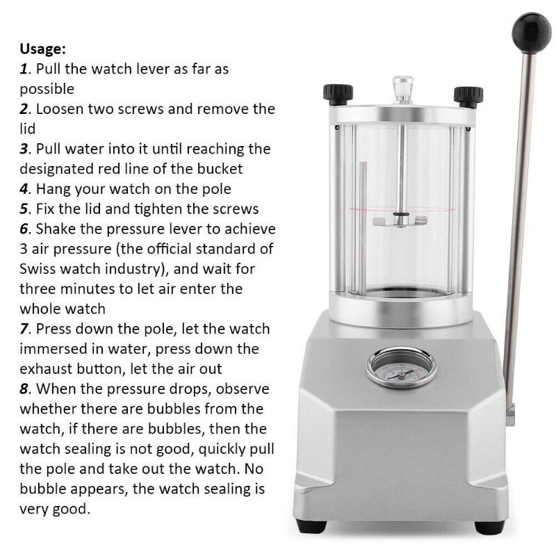 6 Watch Case Waterproof Pressure Tester Water Resistant Testing Machine NICE