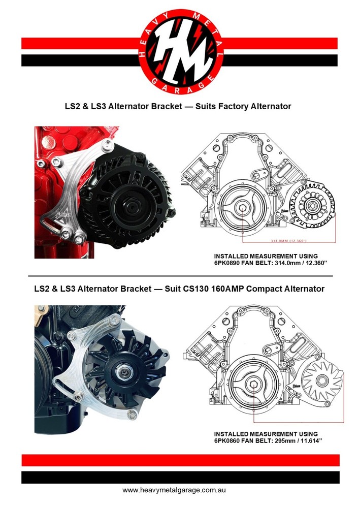 LS2 LS3 LSA Adjustable low mount billet alternator bracket (Factory Alternator)