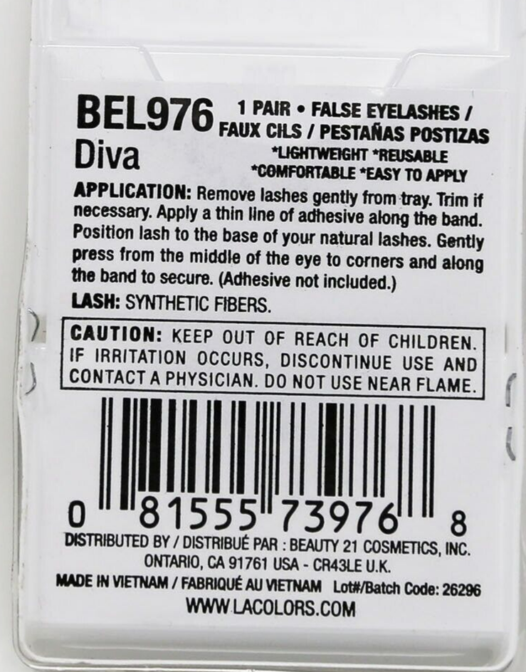 LA Colors Dramatilash False Eyelashes, 976 Diva - 12 PACK