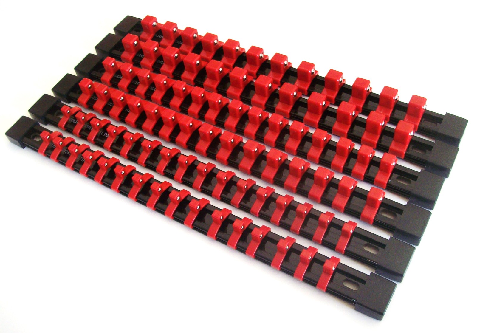 6 GOLIATH INDUSTRIAL ABS MOUNTABLE SOCKET RAIL HOLDER ORGANIZER RED 1/4 3/8 1/2