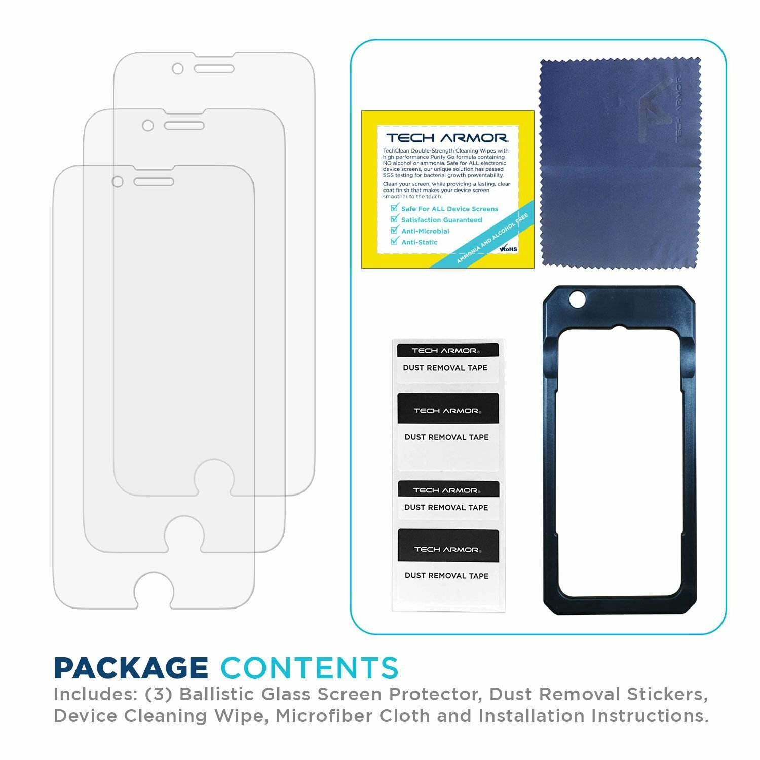 Tech Armor Ballistic Glass Screen Protector for iPhone SE 3 (2022) 4.7 3 Pack