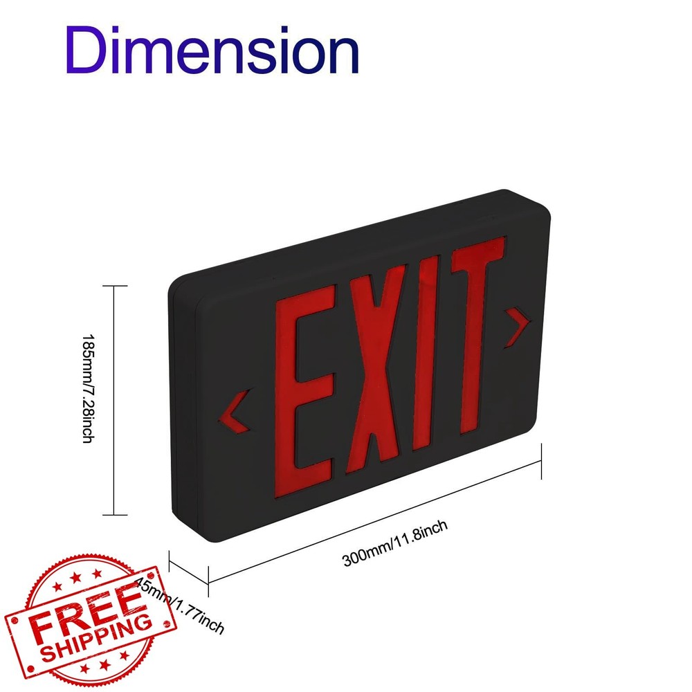 CM MZY Black Exit Sign, Red Double Face Emergency Sign,Emergency Exit Light w...
