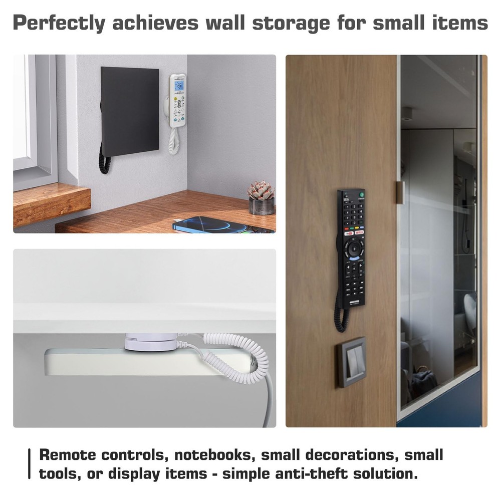 2-Pack Magnetic Remote Control Holders with Spring Black 43 inch, 2 pack