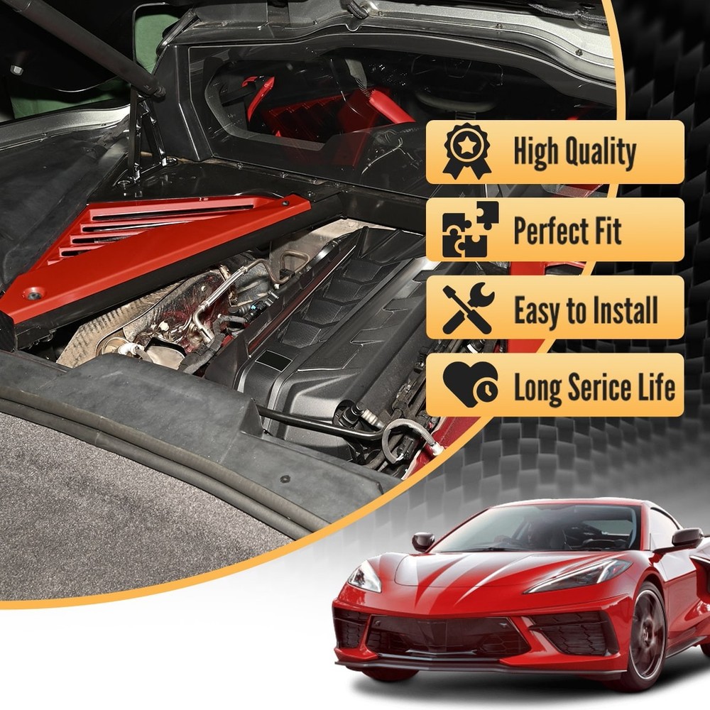Engine Covers Engine Bay Panel Trim Cover Red For Corvette C8 2020-2025 BE