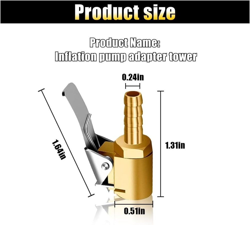 Durable 2PCS Brass Tire Chucks - Locking Nozzle Adapters for Efficient Inflation