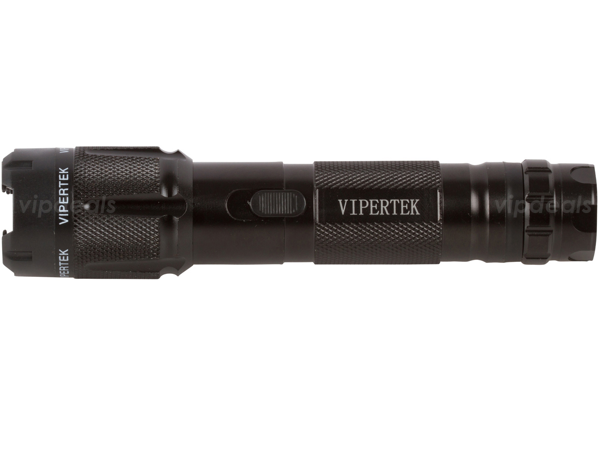 VIPERTEK Stun Gun VTS-T03 BLACK 500 BV Metal Rechargeable LED Flashlight