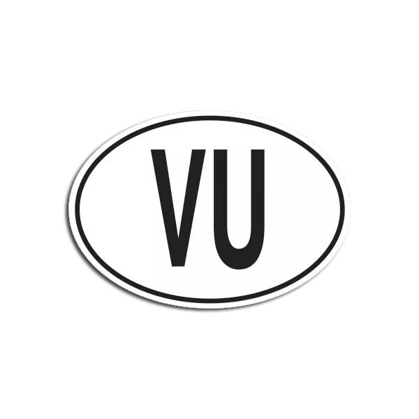 VU Vanuatu Country Code Oval Sticker Decal