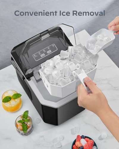 Ice Maker Countertop, Portable Ice Machine with Carry Handle, 26 lbs Black