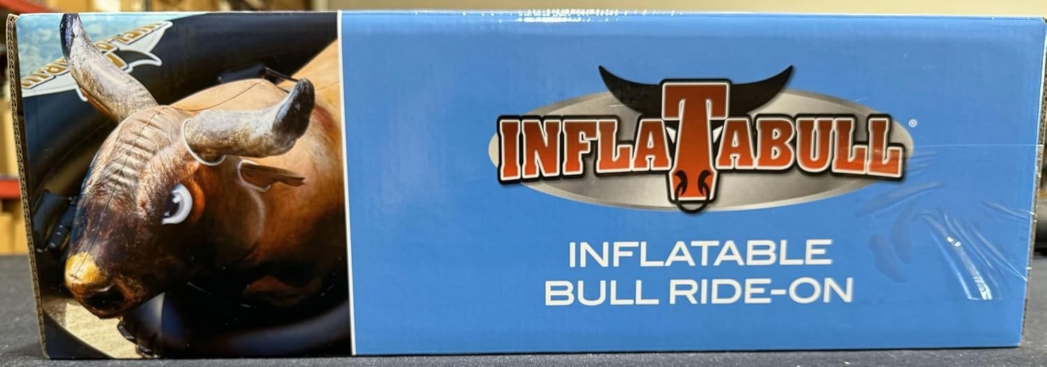 Over 7 FT, Inflatabull Inflatable Ride On Rodeo Bull Pool Toy Float Ages 9+ New