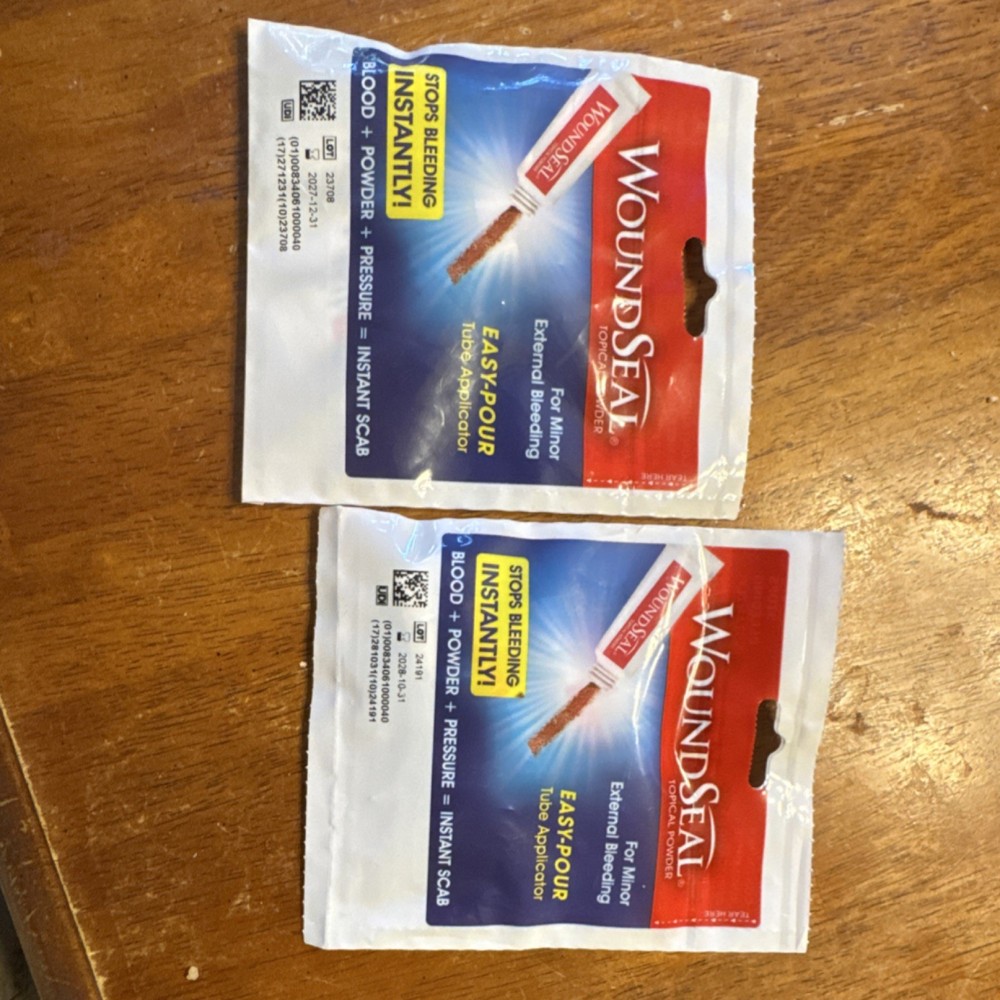 WoundSeal Powder Applicator Stops Bleeding Instantly First Aid 2 Pack