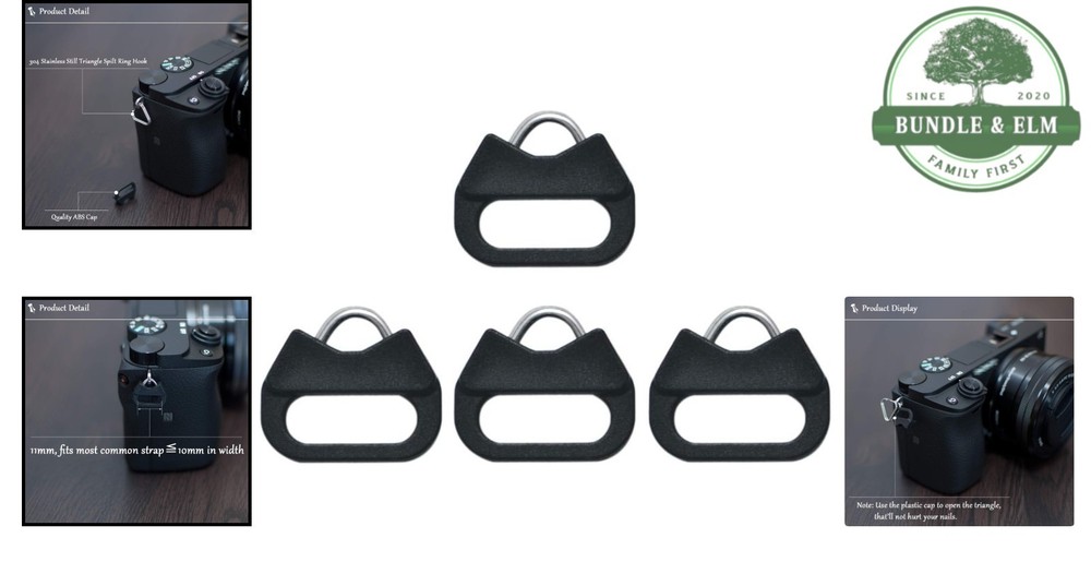 Camera Strap Triangle Split Ring Hooks for D-SLR and Mirrorless Cameras
