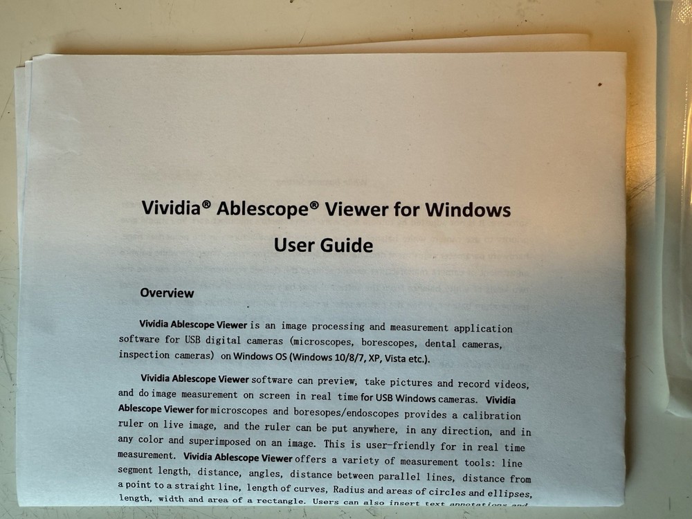Vividia 2.0MP Handheld USB Digital Endoscope/Microscope Model: eheV2-USB-S