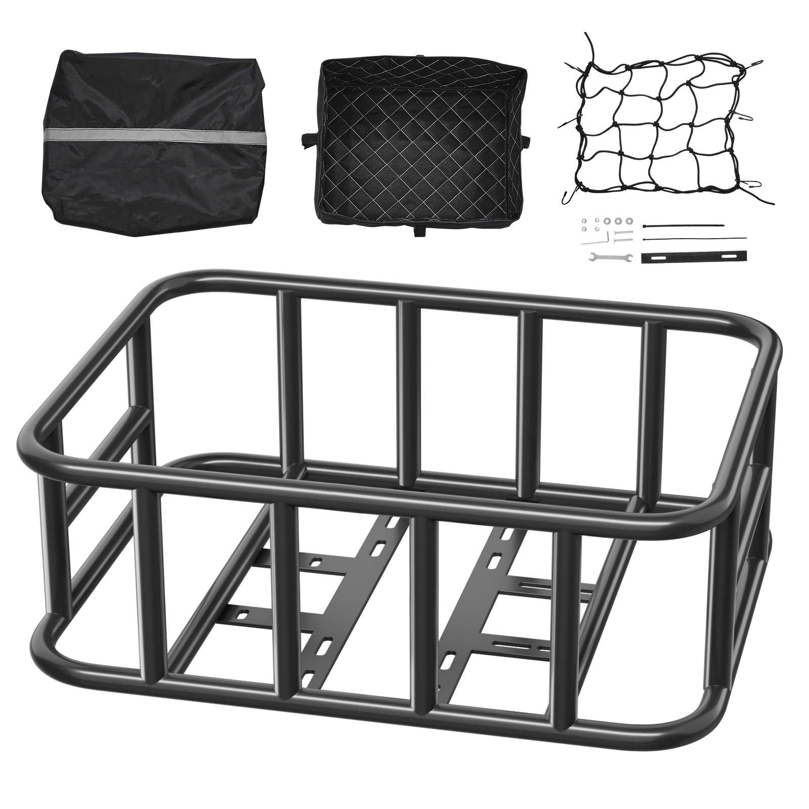 VEVOR Rear Bike Basket Medium Bicycle Basket Cargo Net Rainproof Cover Liner