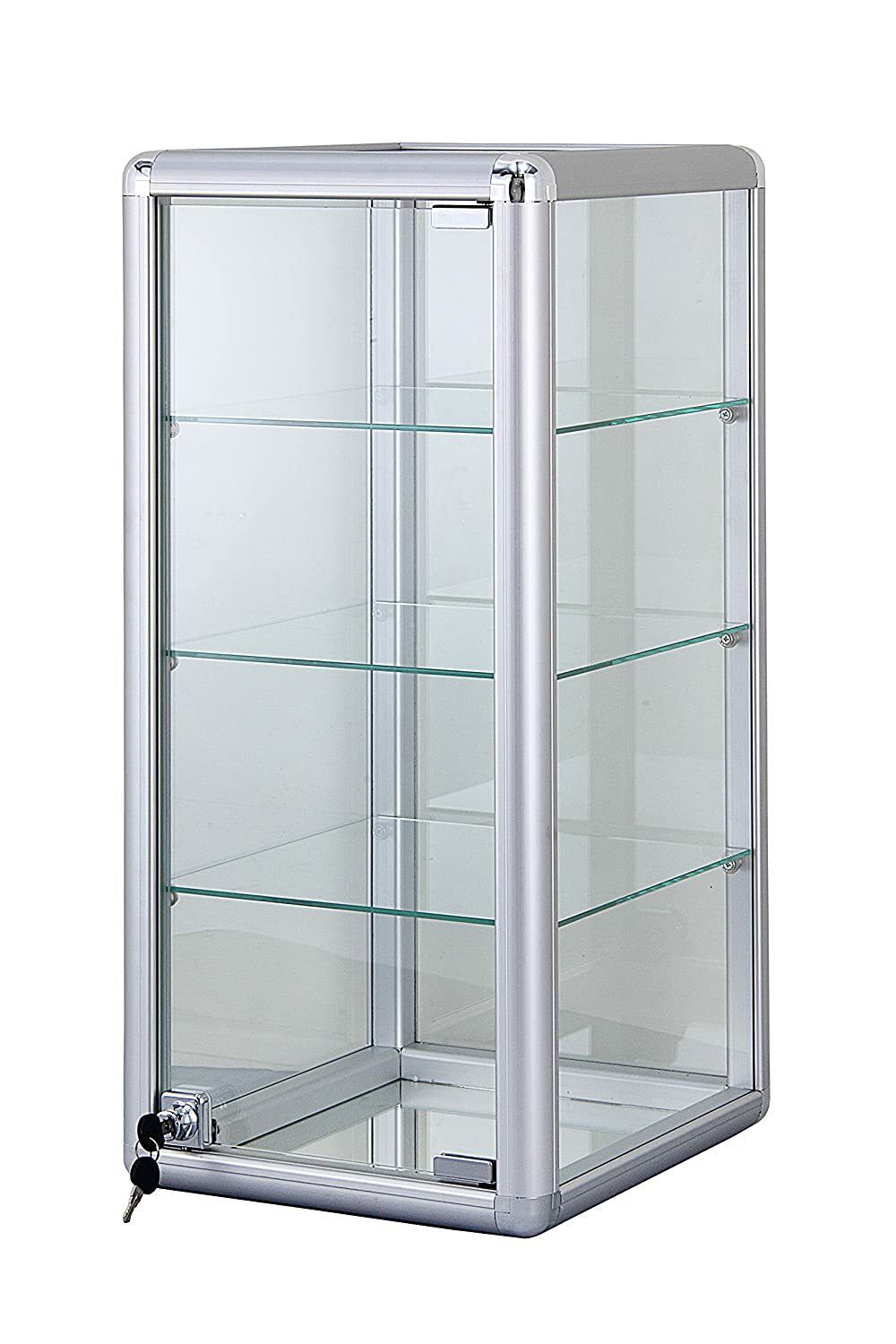 Glass Counter Top Display Case with Shelves and Lock