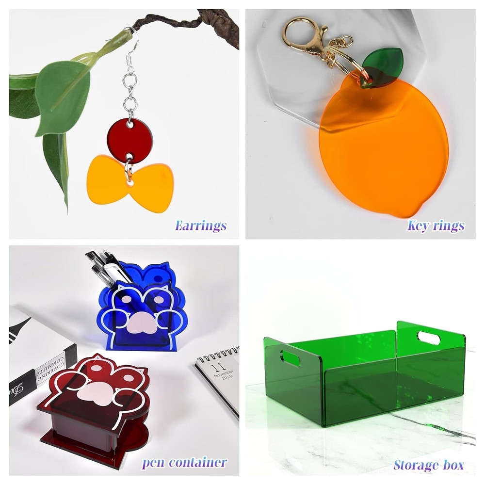 6 Pack Colored Acrylic Sheets, Translucent Plexiglass 5x7", Six Colors