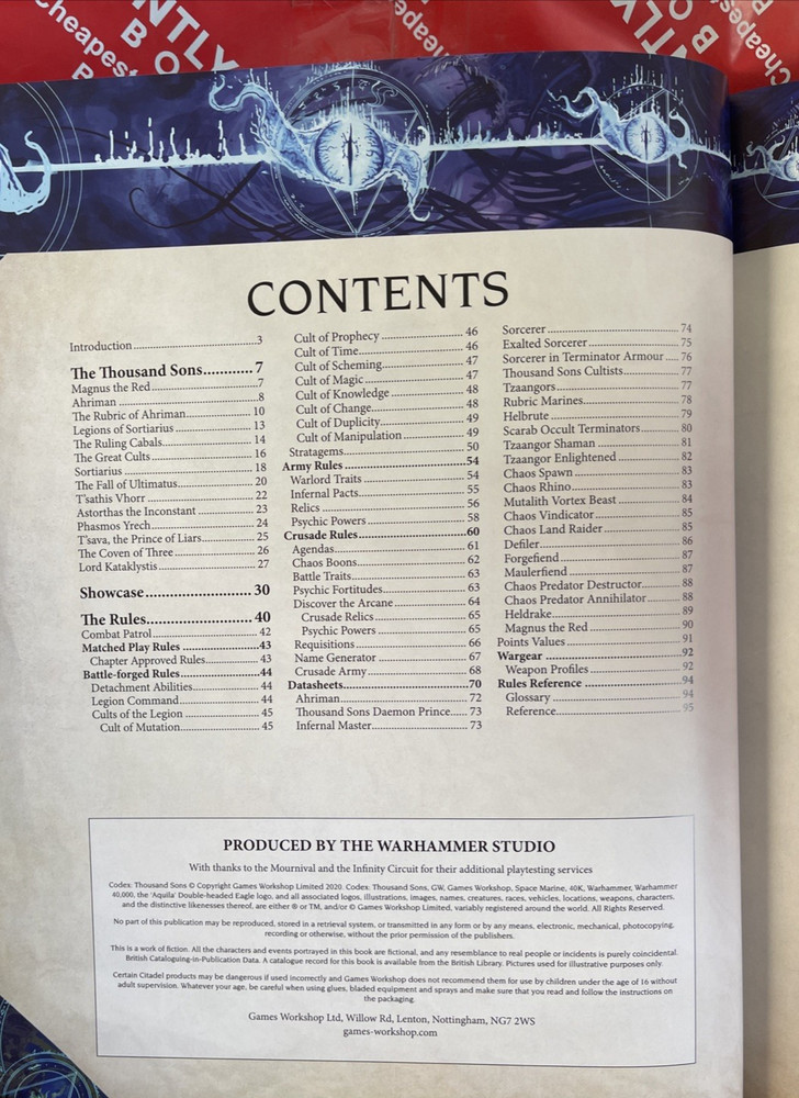 Games Workshop Warhammer 40,000 Thousand Sons Codex Hardcover