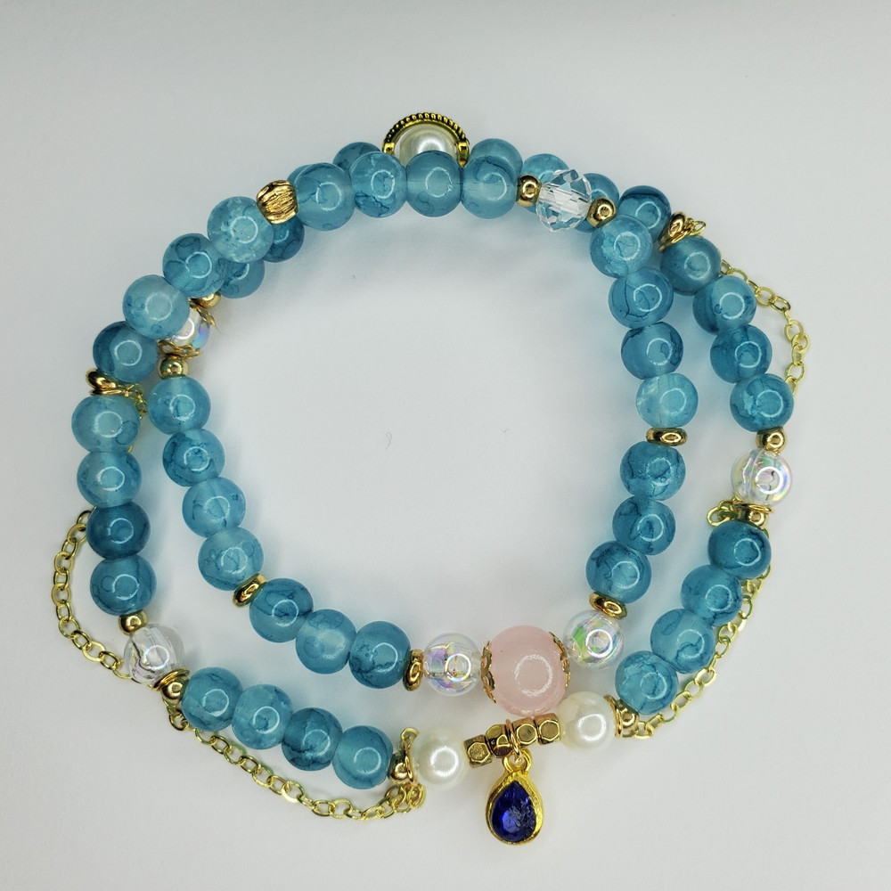 Hand crafted artisan unique gemstone bracelet - 2 layer