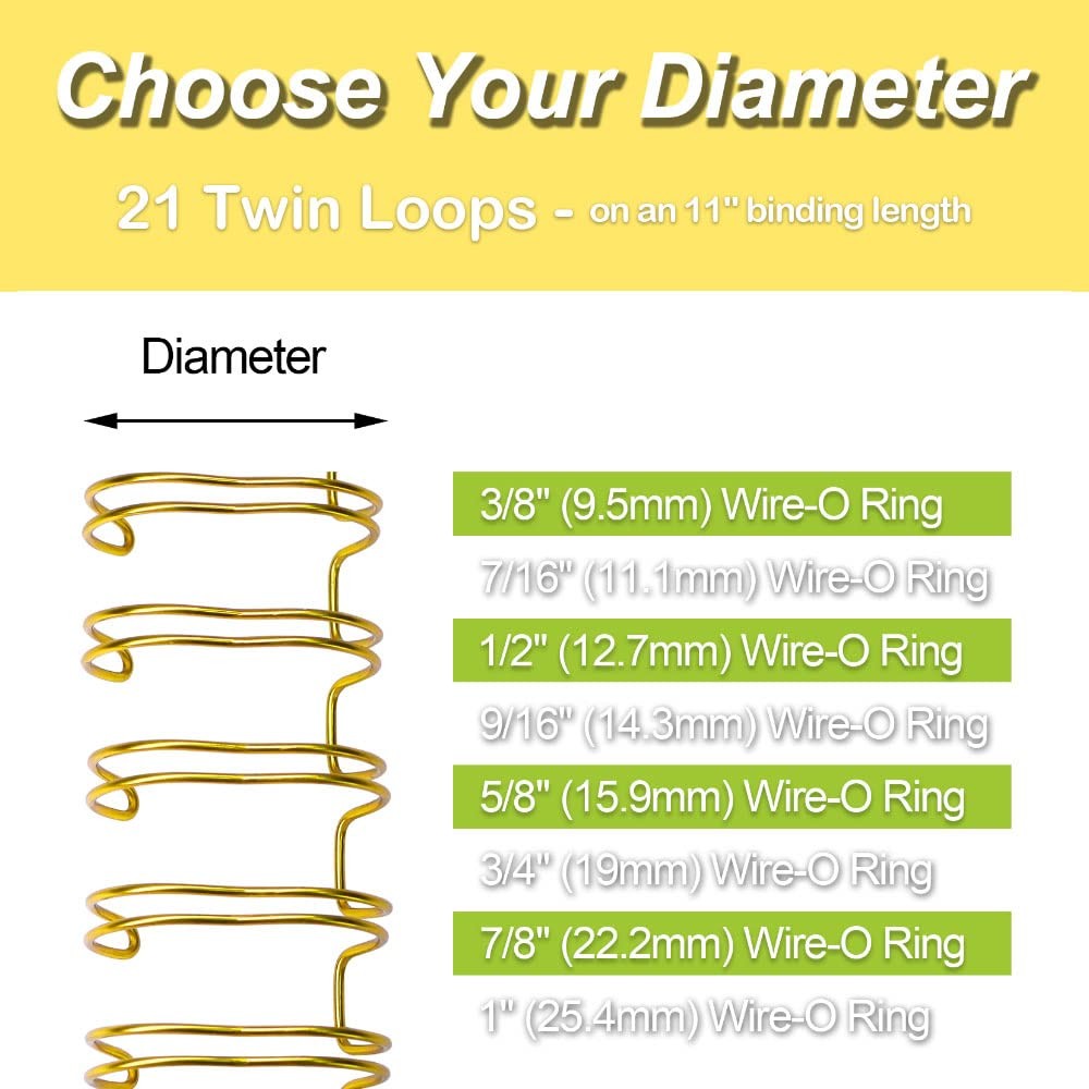 WR21159M Wire Binding Spines, Multicolor, 2:1 Pitch Double Loop Binding Wires...