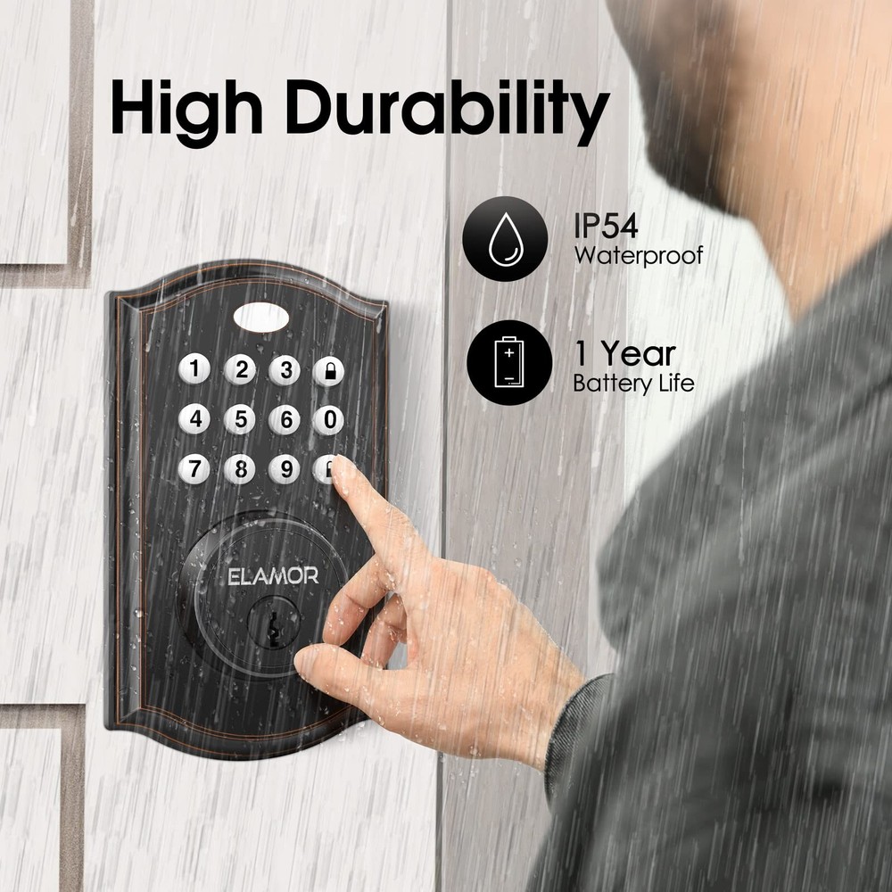 Keyless Entry Door Lock - Electronic Deadbolt Lock with Keypads, Auto Lock, 5...