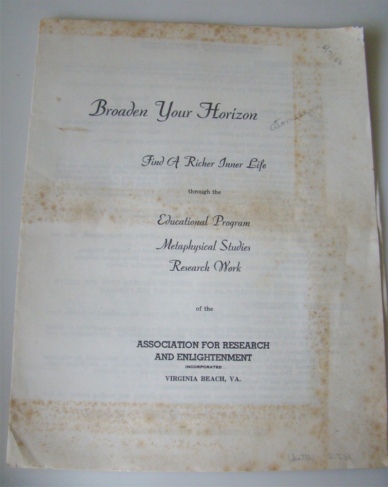 1950s Edgar Cayce Catalog A.R.E. Metaphysical Studies Research Enlightenment