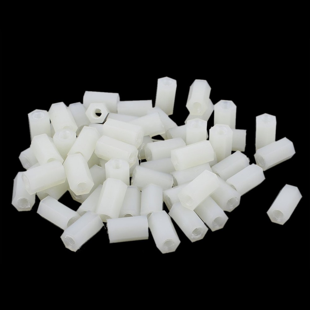70 Pieces 10 x 6mm Insulation Hex Nut Threaded Spacer Support M3 Thread