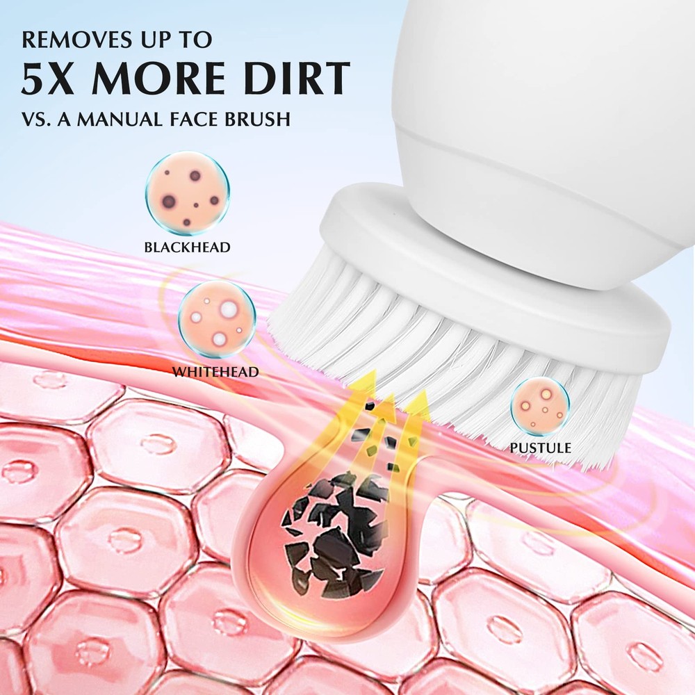 Compatible 7-in-1 Face Cleansing Brush Replacement Heads - 4 Pack