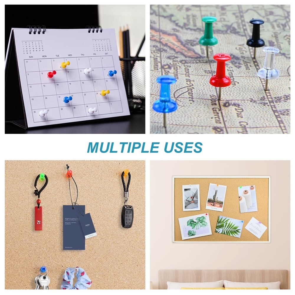600 Pack Thumb Tacks, Colored Map ​Push Pins 600Pack, Multicolored