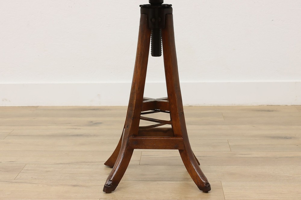 Victorian Oak Antique Drafting or Architect Swivel Stool #51639