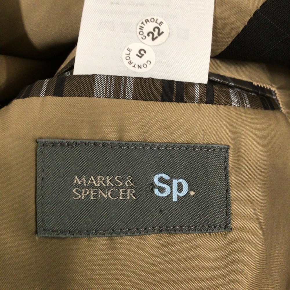 Marks & Spencer Wool Blend Check Suit Jacket Black 40M