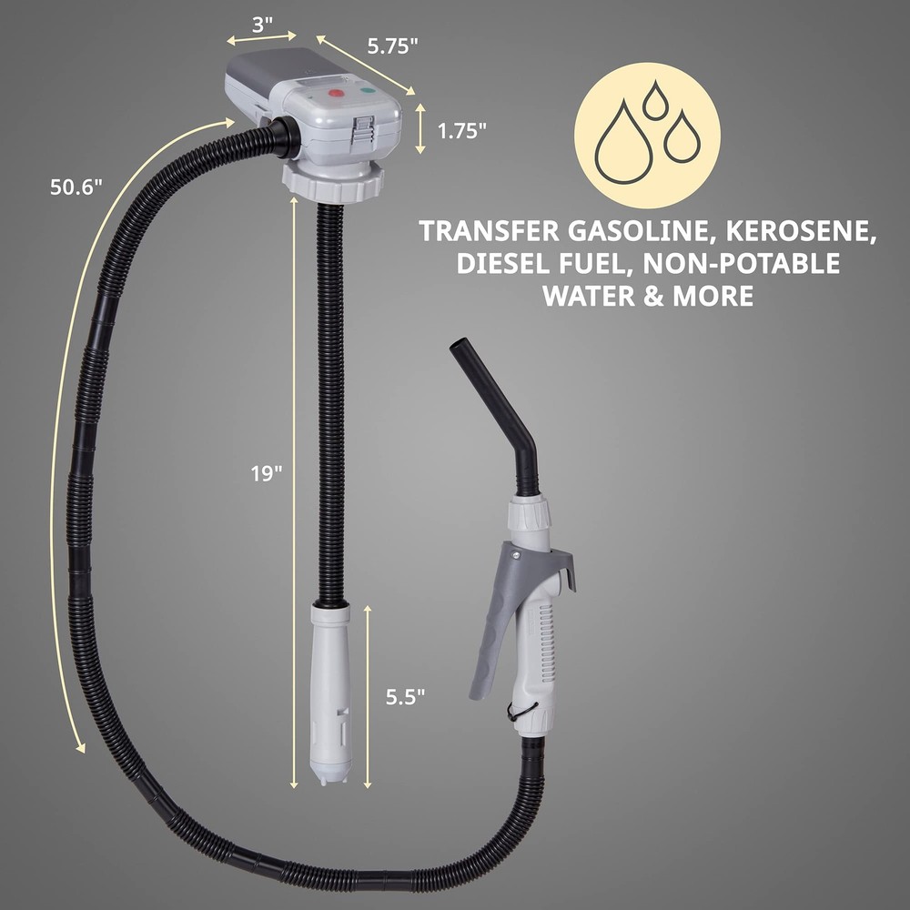 Deway Automatic Fuel Transfer Pump with Nozzle for Flow Control & L, Grey