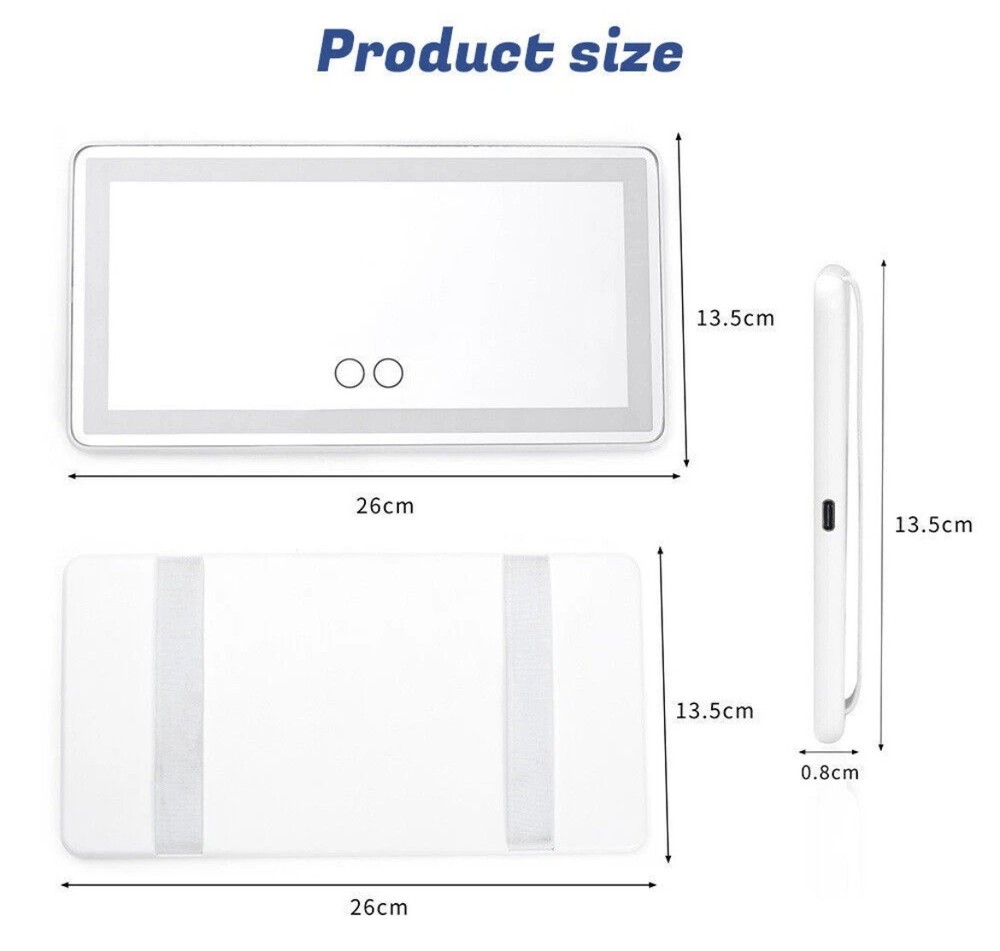 Car Visor Vanity Mirror with Lights,Rechargeable Adjustable LED Makeup Mirror