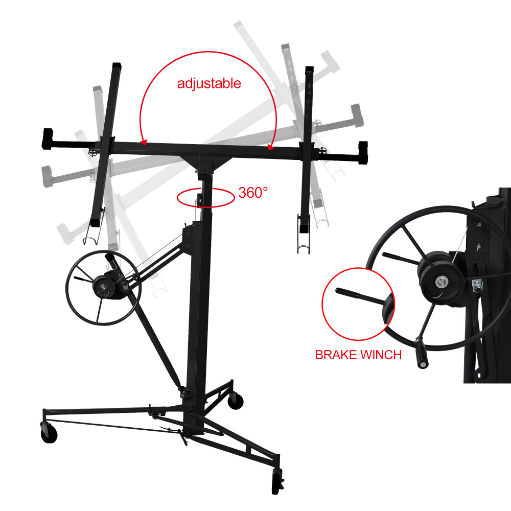 16ft Drywall Panel Hoist - Rolling Jack Lift for Ceiling & Wall Board