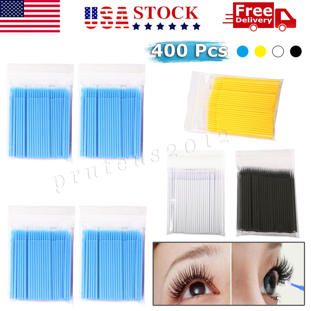 400 Microbrush Micro Brush Applicator Tips for Makeup Eyelash Dental 4 sizes