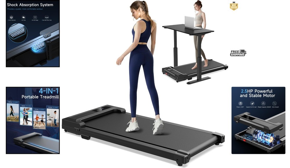 Compact Walking Pad Treadmill with Remote - Adjustable Speed & Portable Design