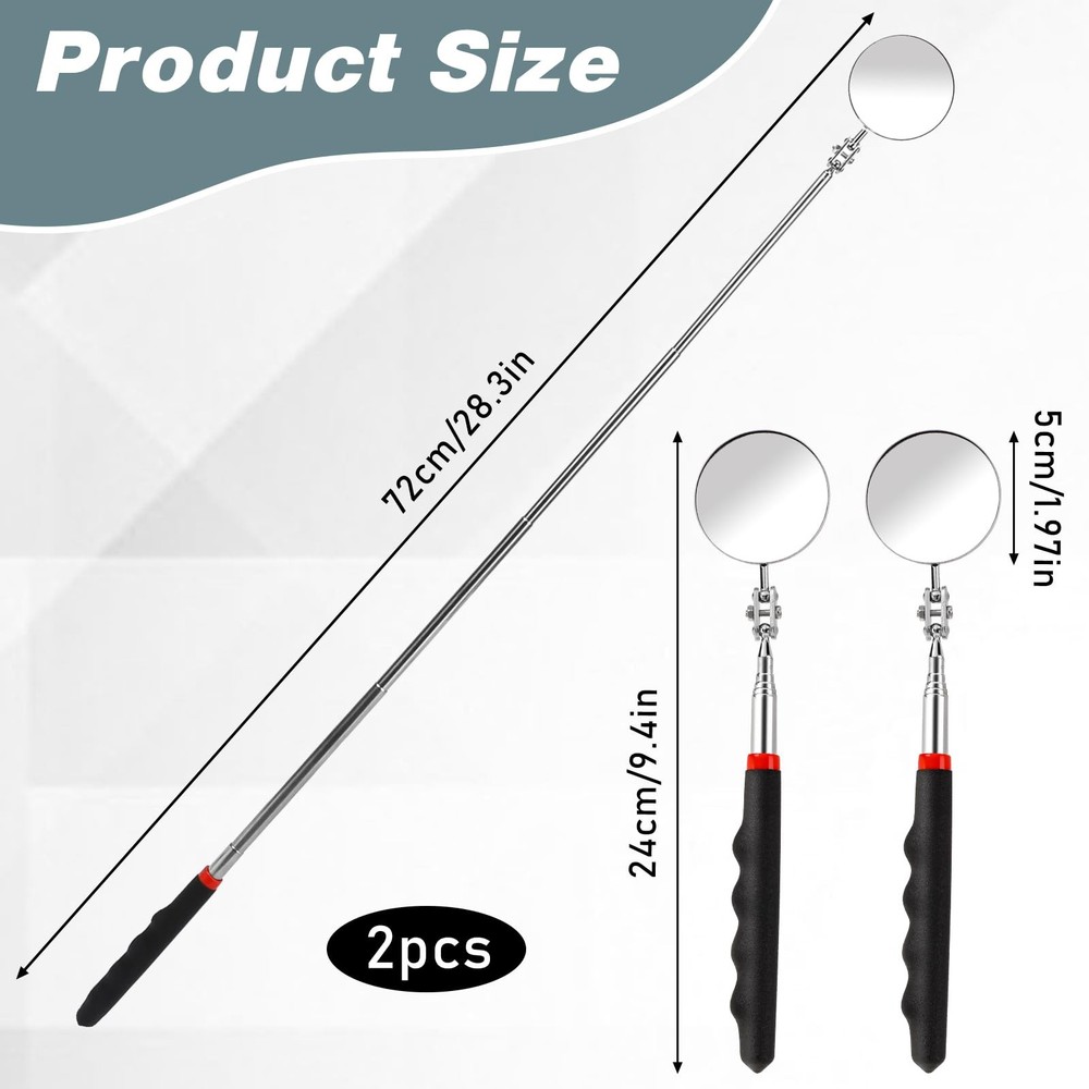 2Pcs Telescoping Inspection Mirror, Flexible Circular Mirror 360...